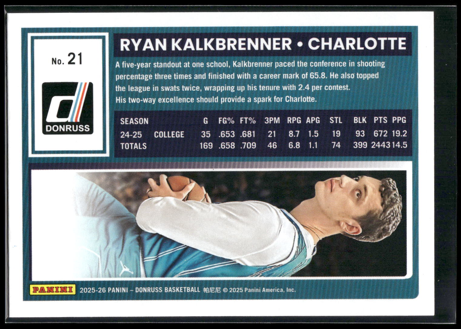 2025-26 Donruss #21 Ryan Kalkbrenner