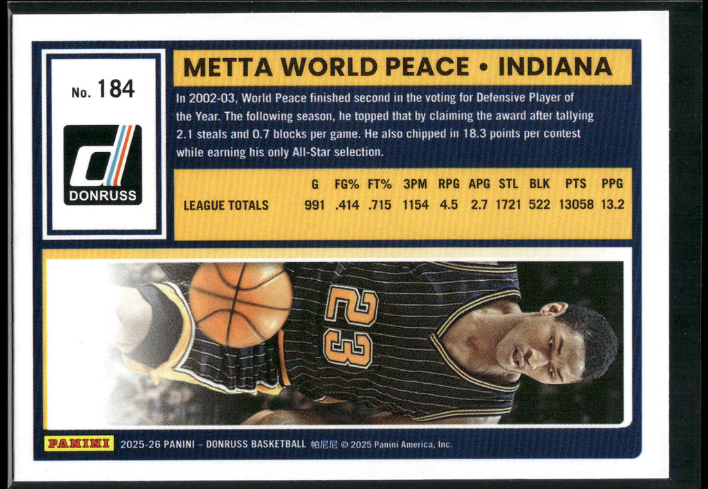 2025-26 Donruss #184 Metta World Peace