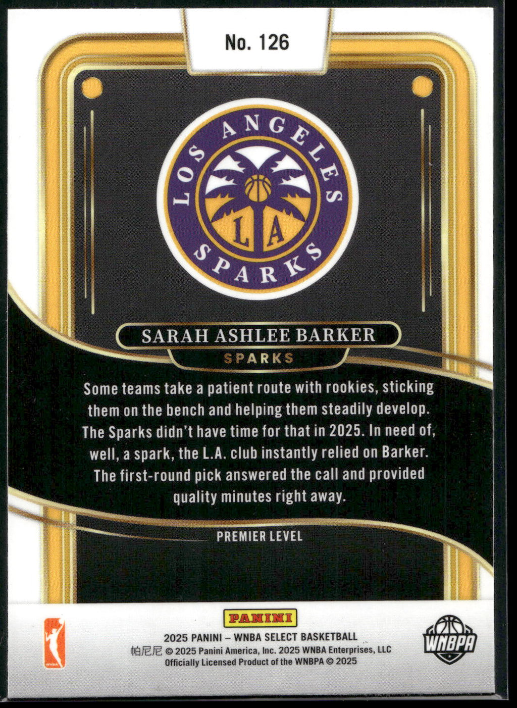 2025 Panini Select WNBA #126 Sarah Ashlee Barker