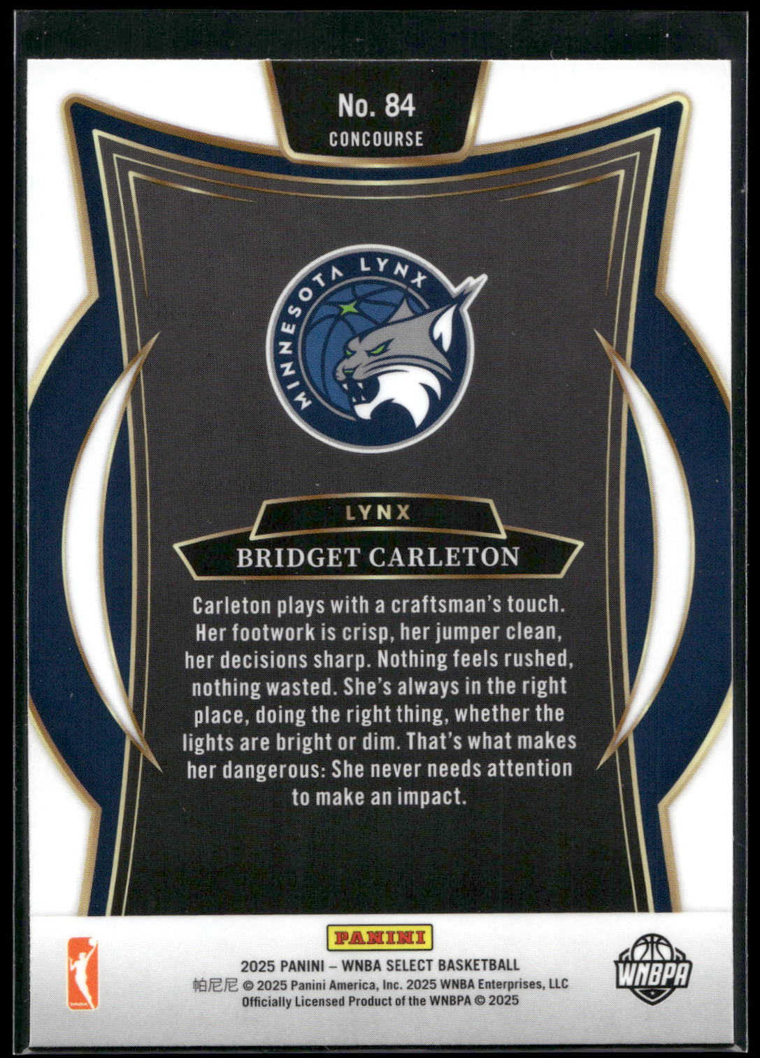 2025 Panini Select WNBA #84 Bridget Carleton