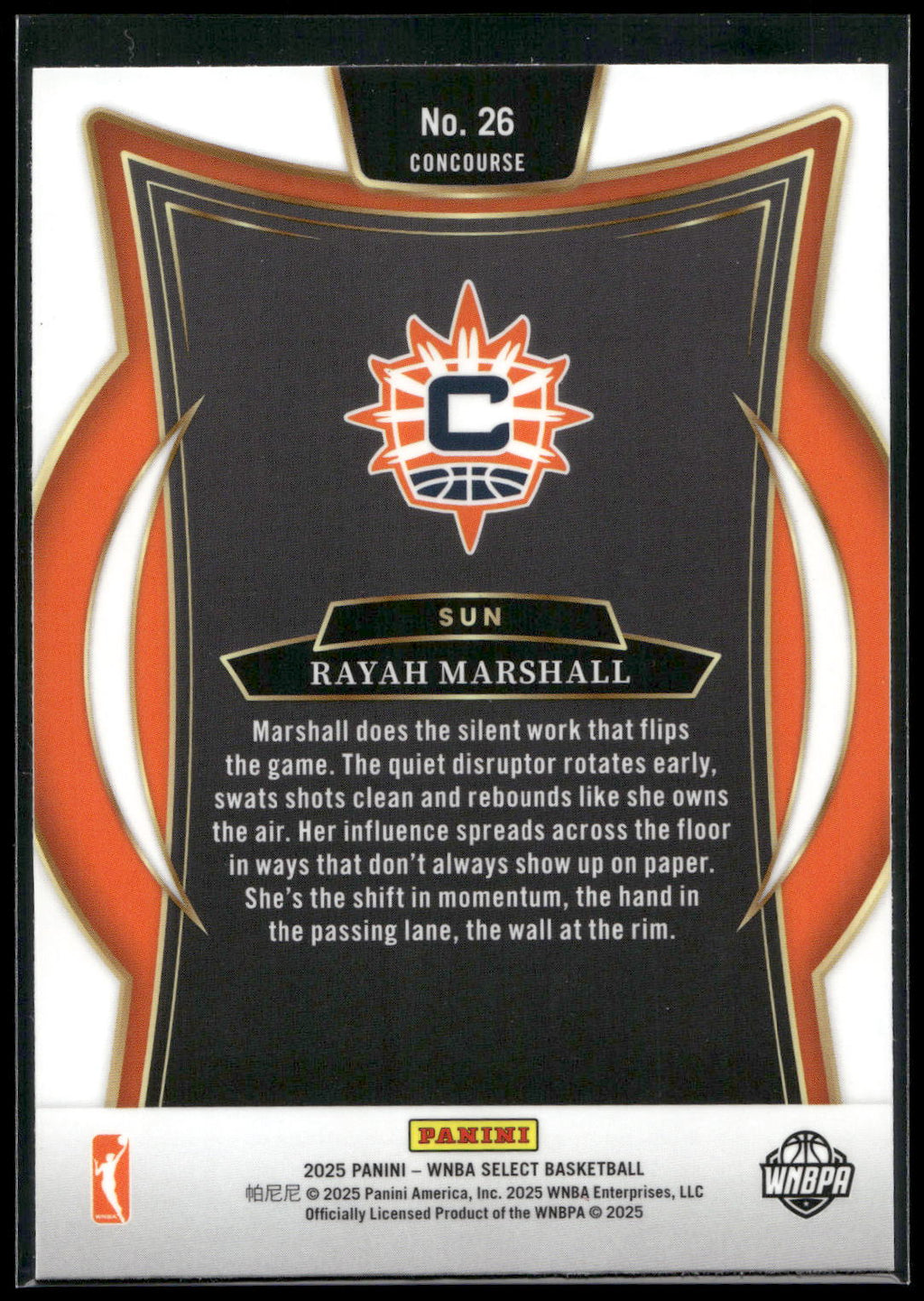 2025 Panini Select WNBA #26 Rayah Marshall
