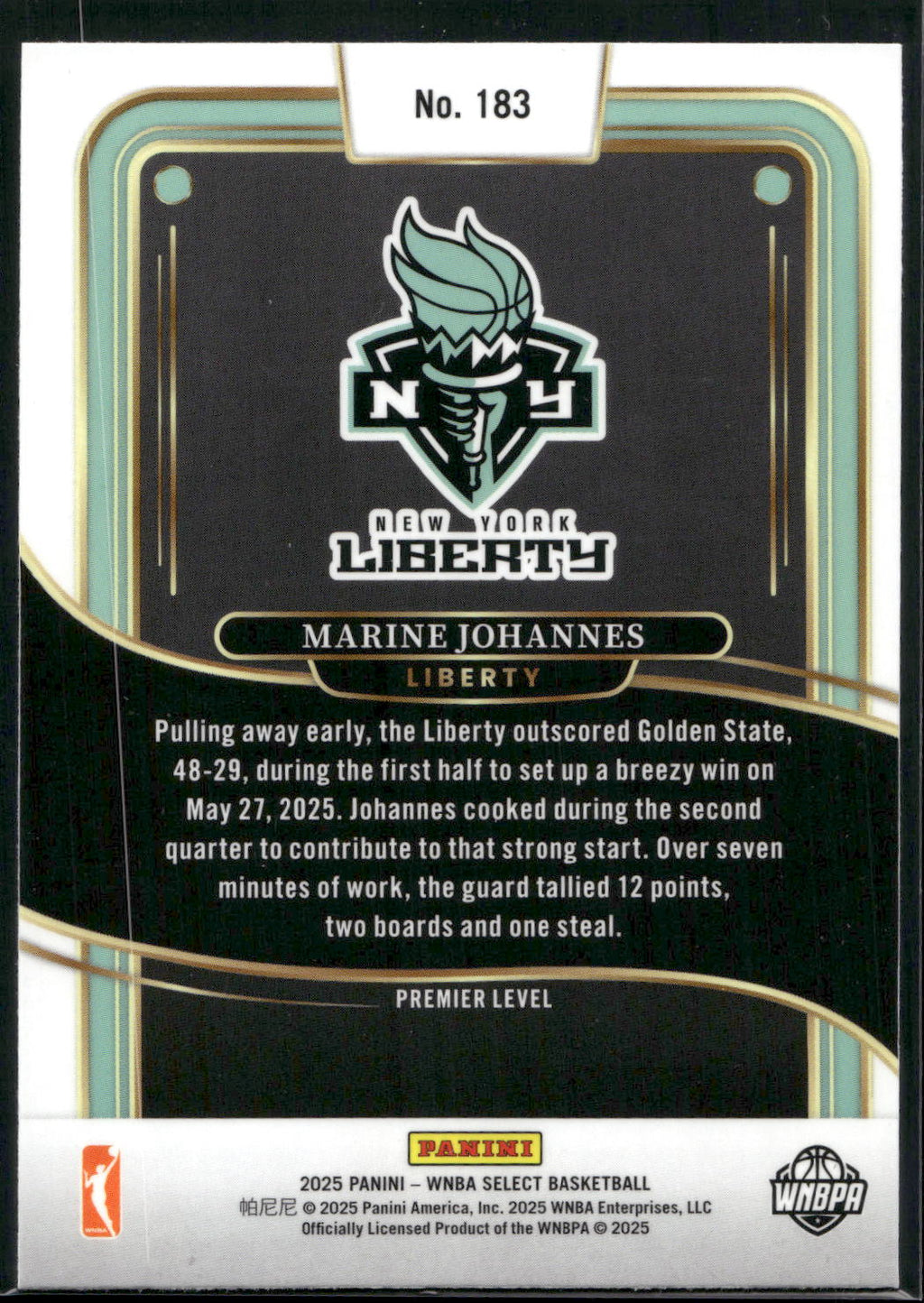 2025 Panini Select WNBA #183 Marine Johannes