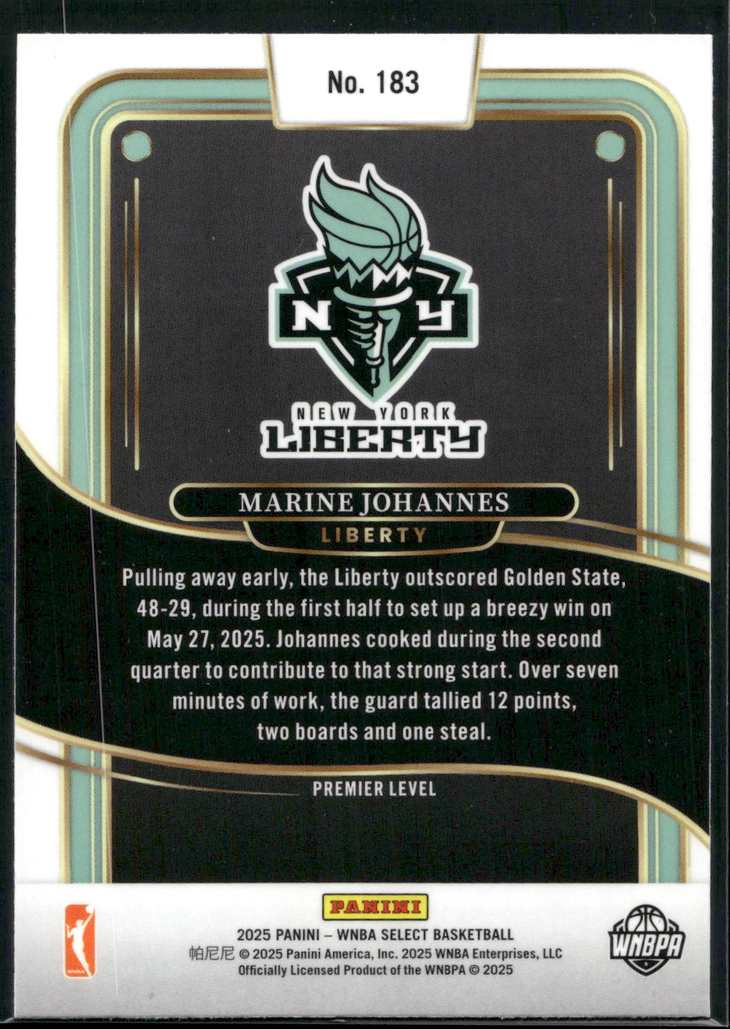 2025 Panini Select WNBA #183 Marine Johannes