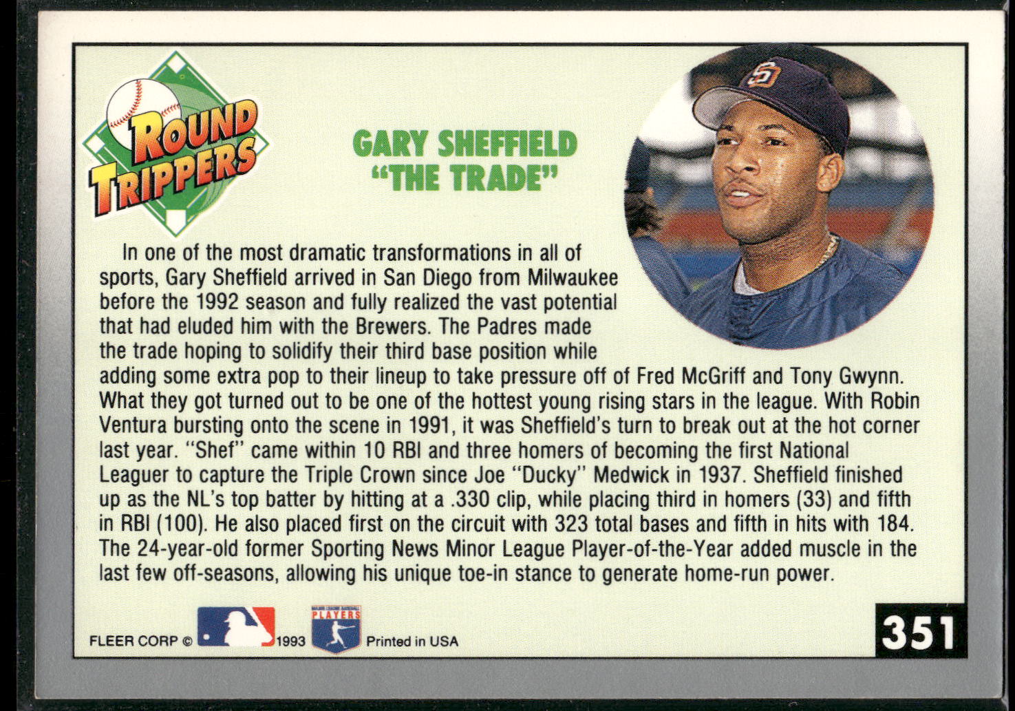 1993 Fleer #351 Gary Sheffield