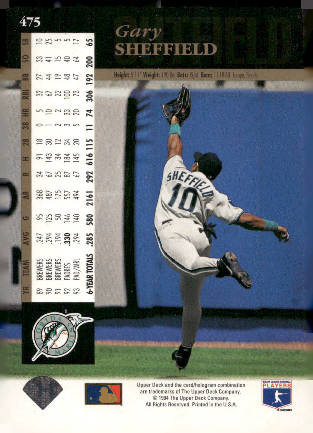 1994 Upper Deck #475 Gary Sheffield Electric Diamond