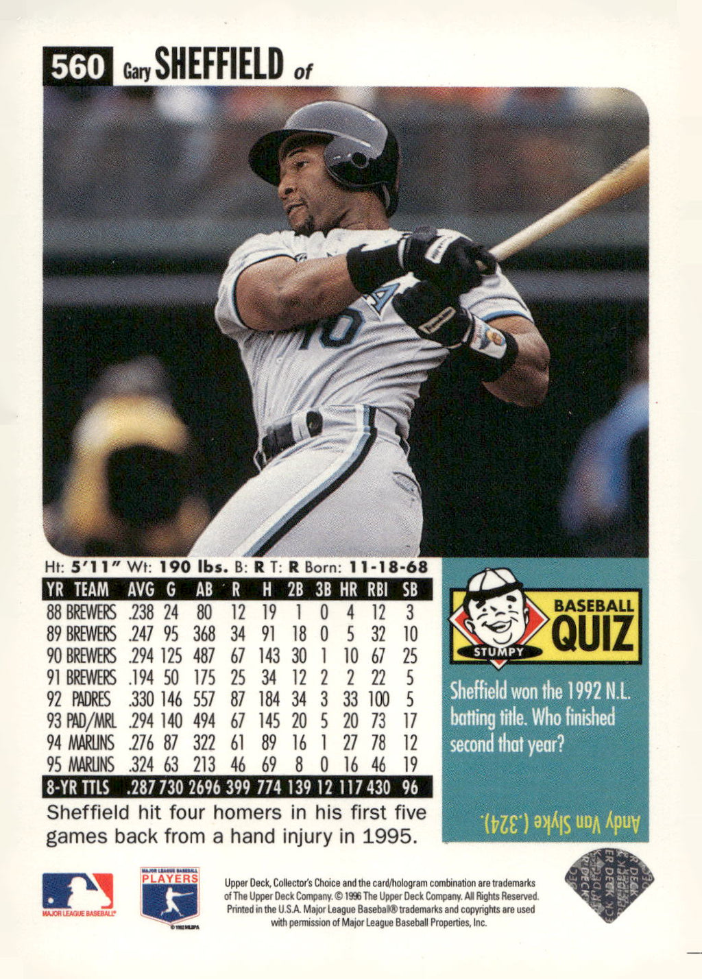 1996 Collector's Choice #560 Gary Sheffield