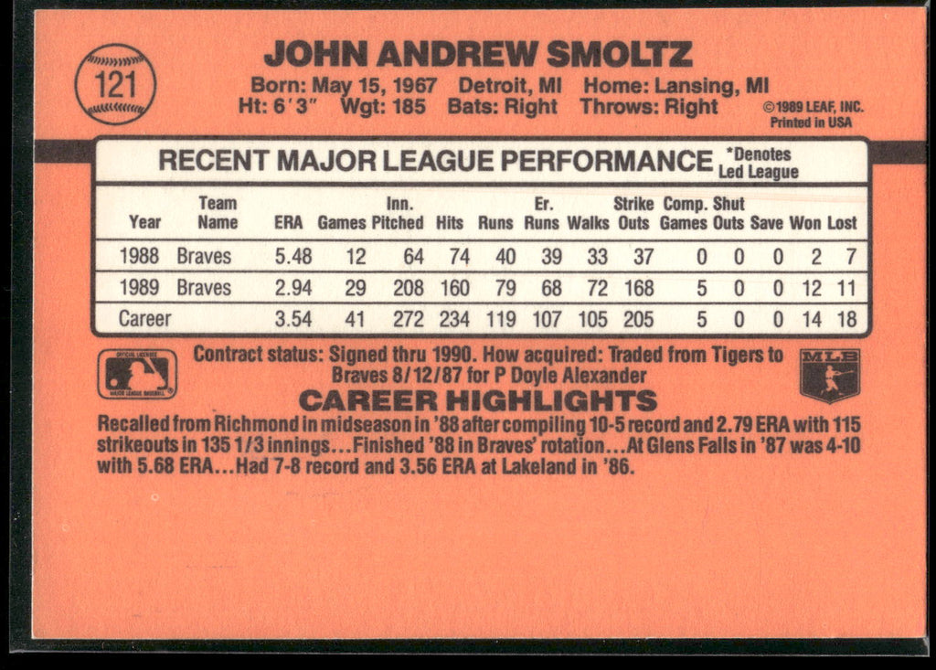 1990 Donruss #121 John Smoltz