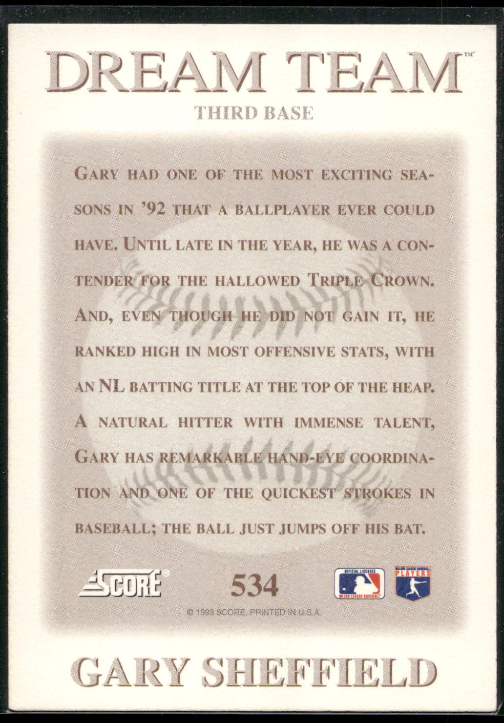 1993 Score #534 Gary Sheffield