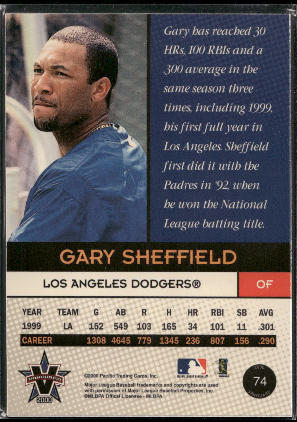 2000 Pacific Vanguard #74 Gary Sheffield