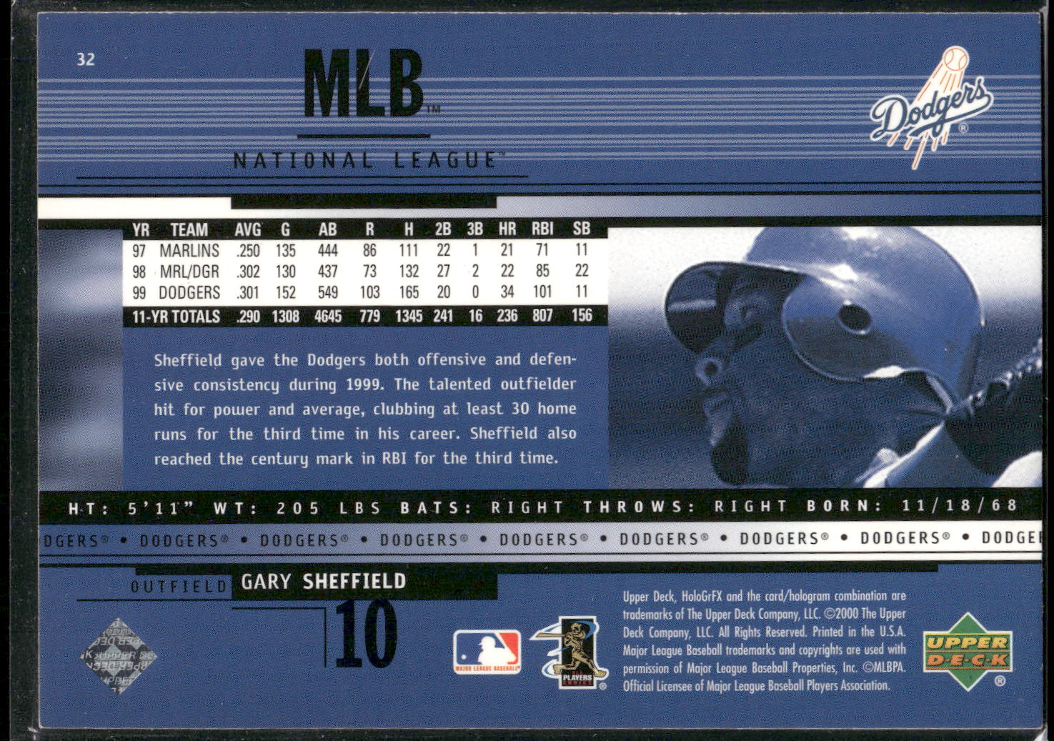 2000 Upper Deck HoloGrFX #32 Gary Sheffield