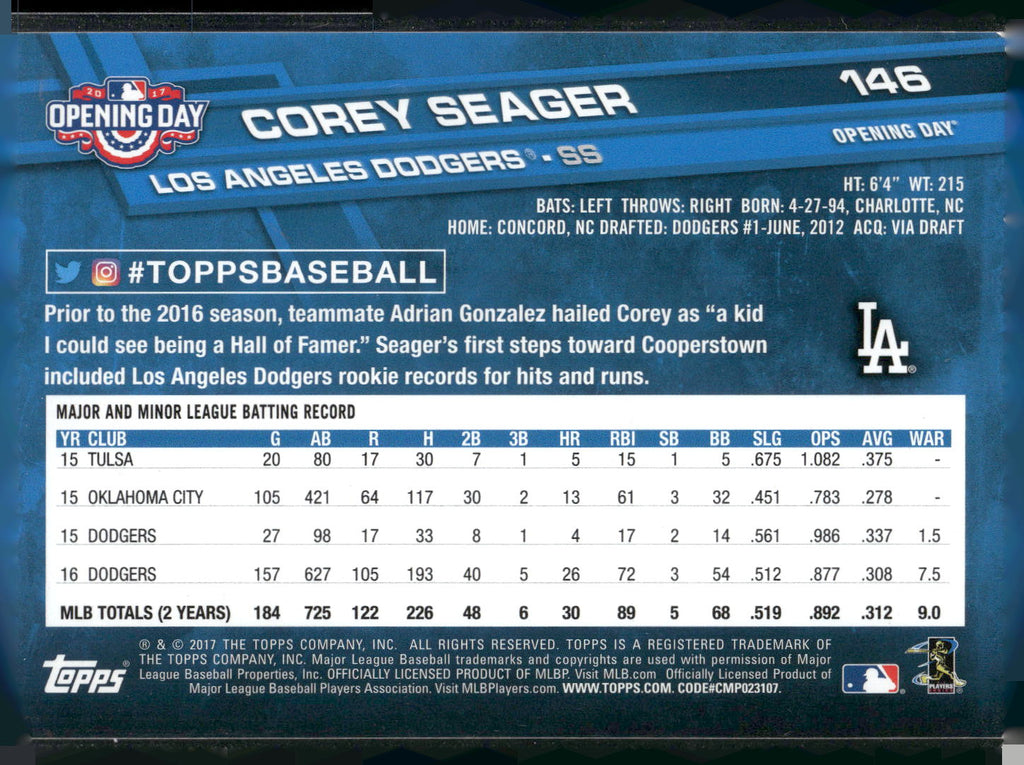 2017 Topps Opening Day #146 Corey Seager