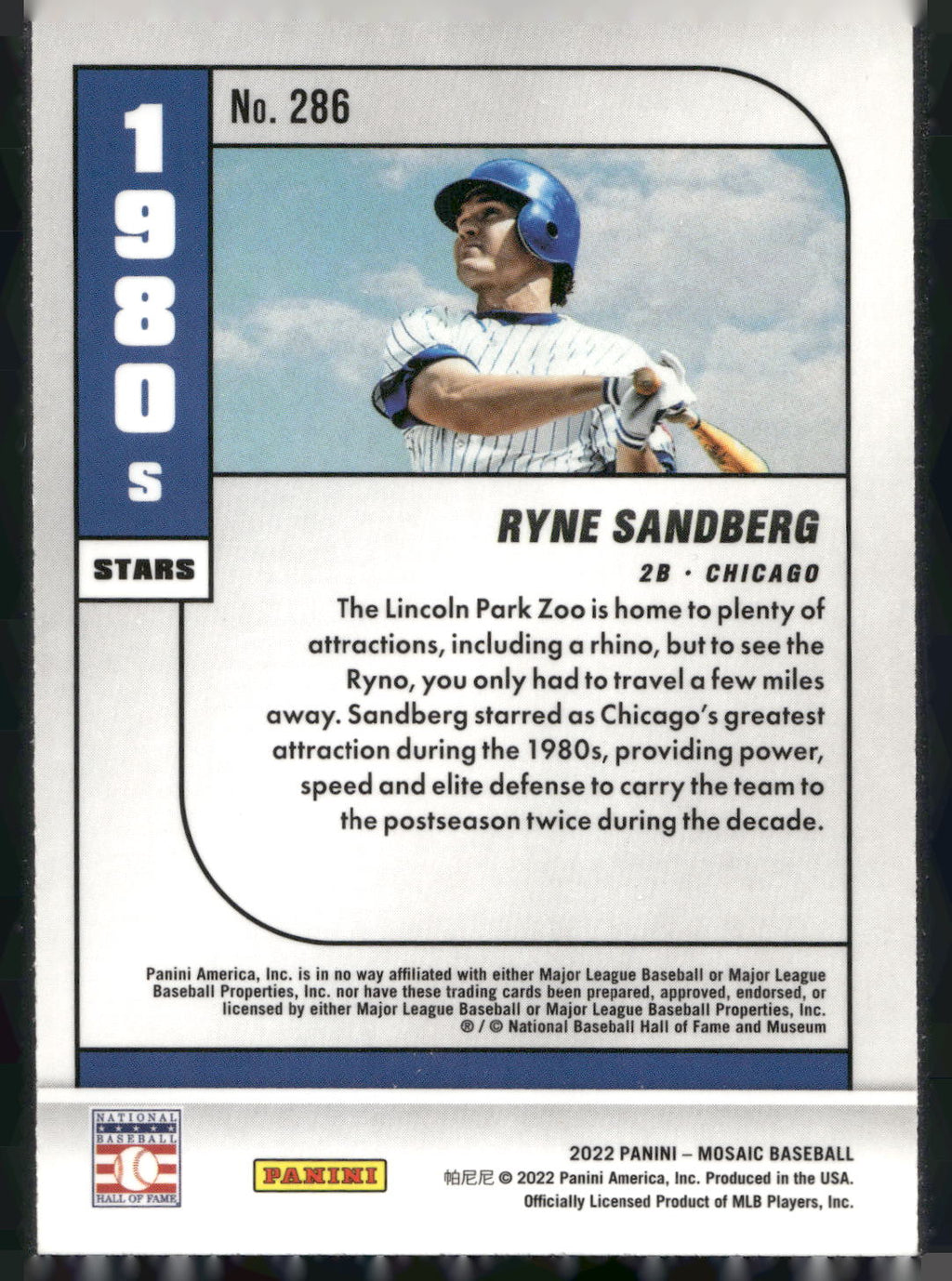 2022 Panini Mosaic #286 Ryne Sandberg