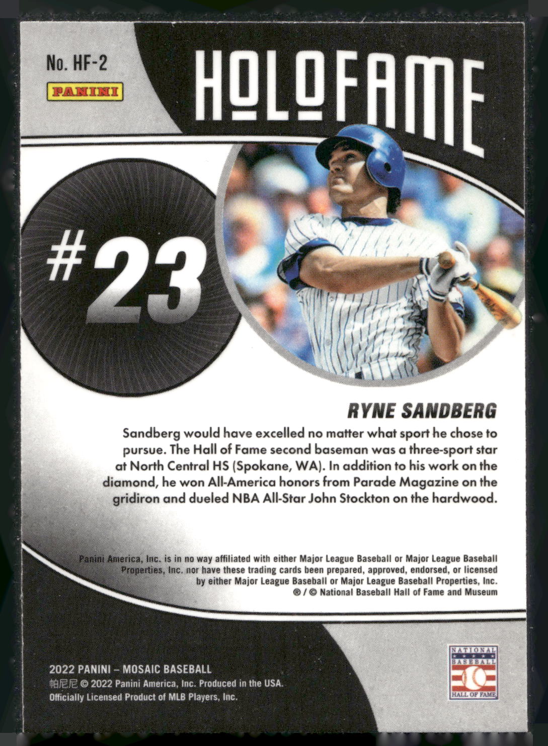 2022 Panini Mosaic #HF-2 Ryne Sandberg Holofame
