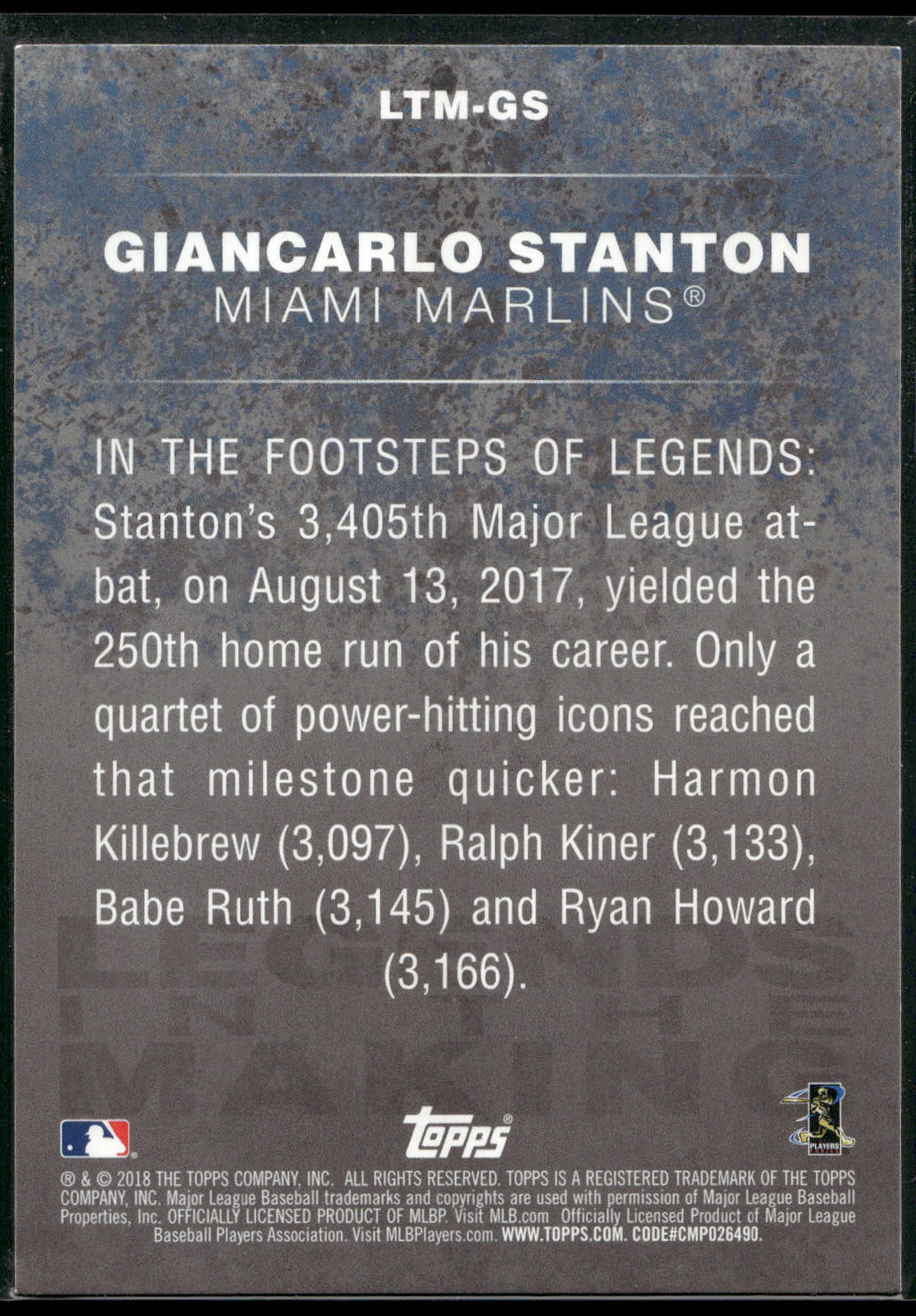 2018 Topps #LTM-GS Giancarlo Stanton Legends in the Making (Series 1)