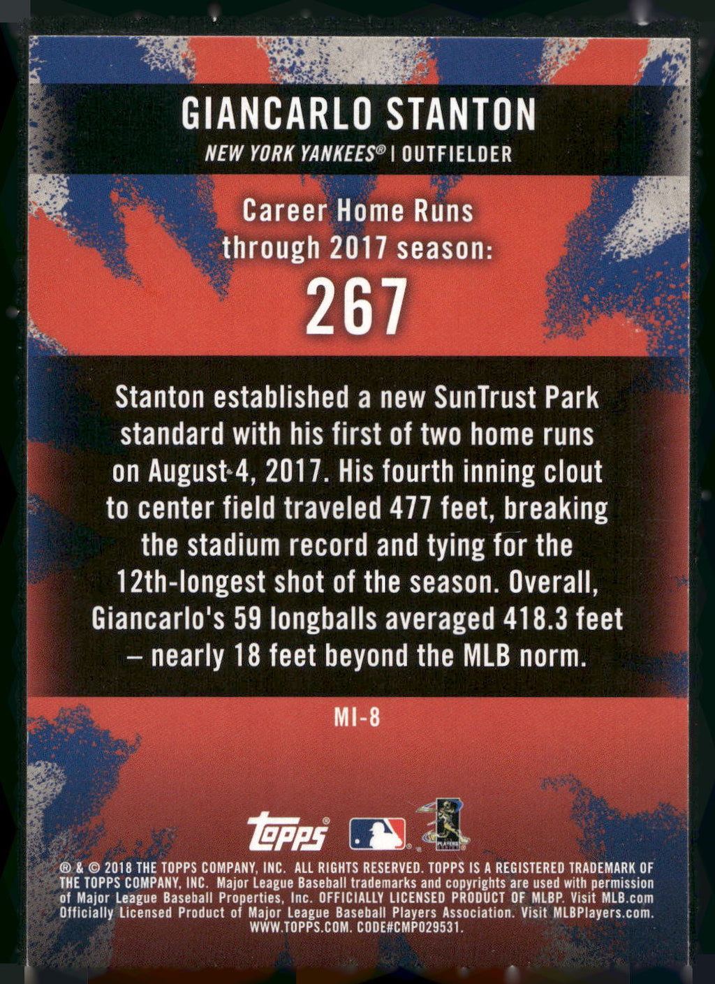 2018 Topps Big League #MI-8 Giancarlo Stanton Ministers of Mash