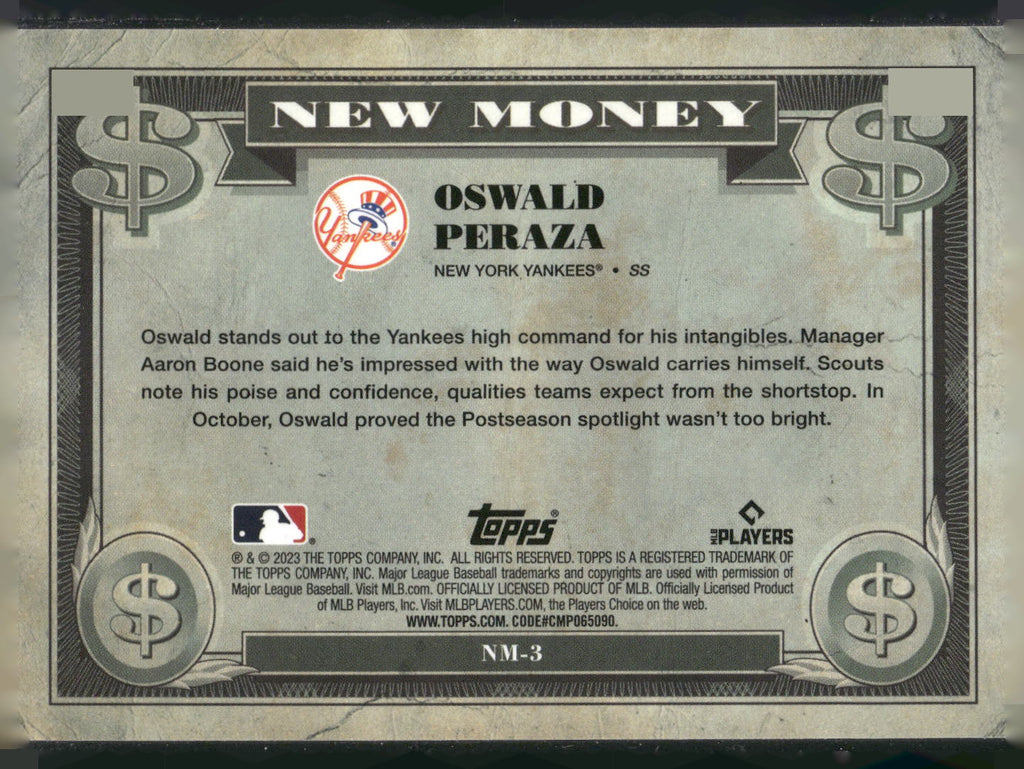2023 Bowman Platinum #NM-3 Oswald Peraza New Money