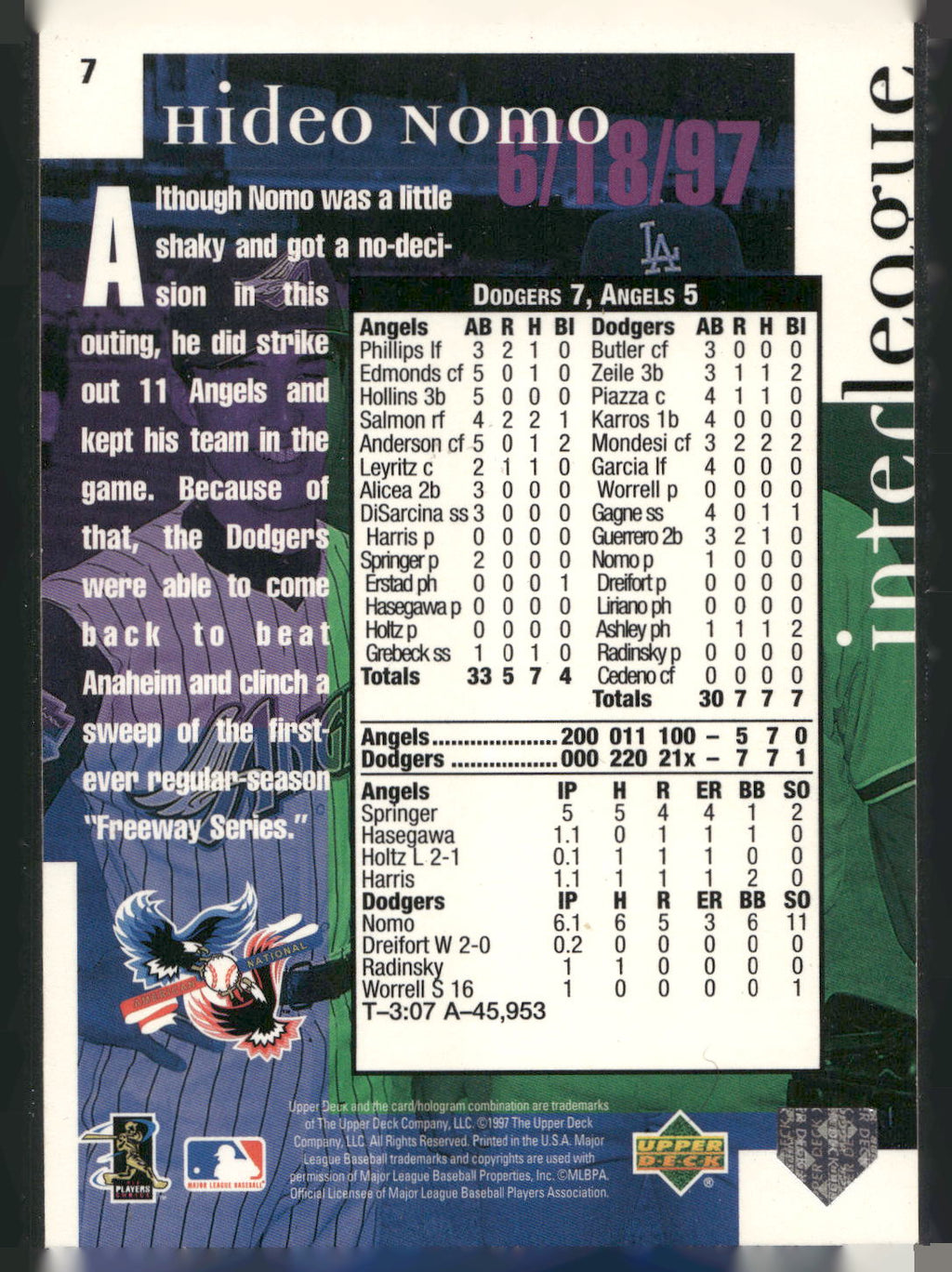 1998 Upper Deck #7 Hideo Nomo