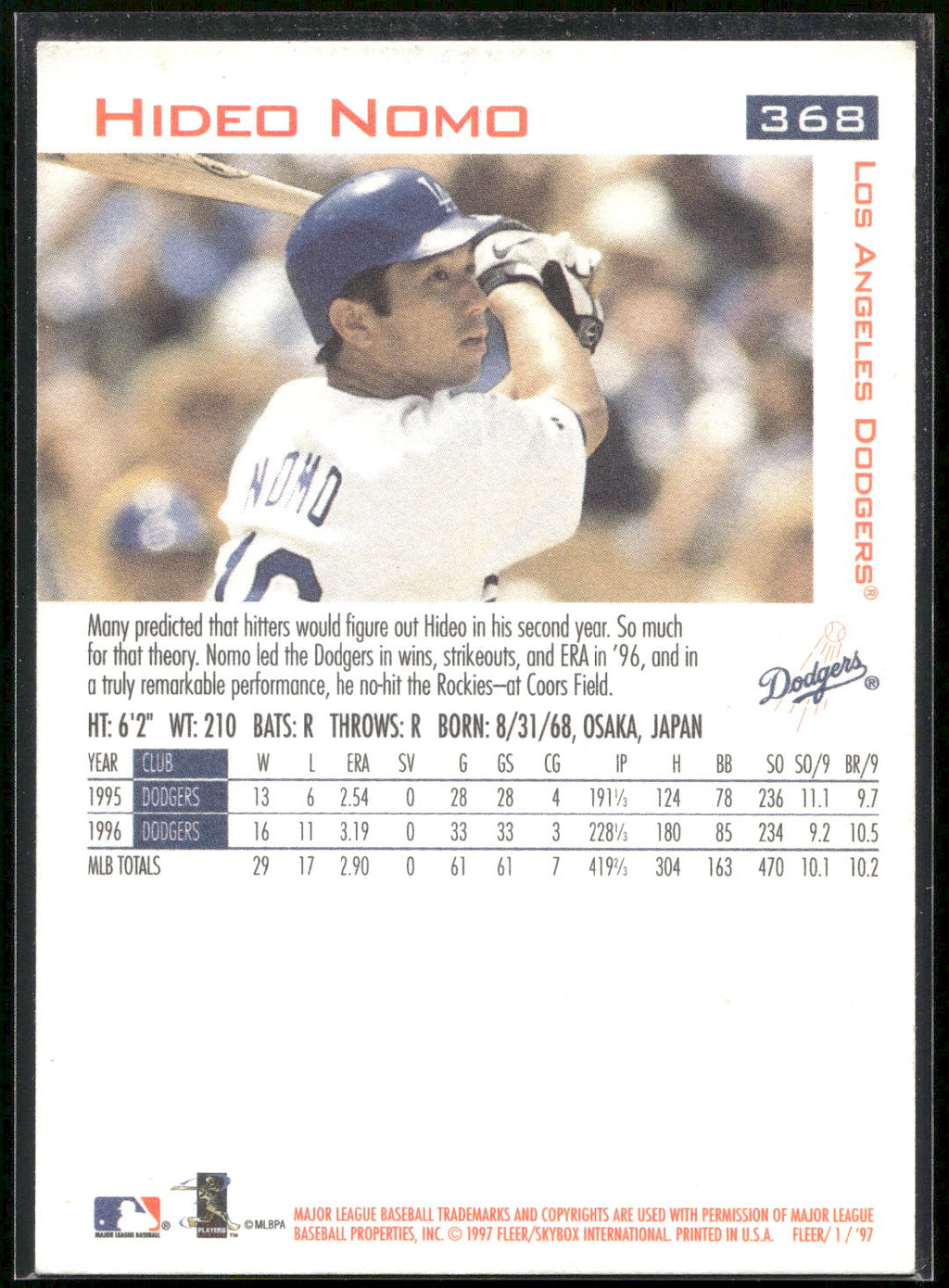 1997 Fleer #368 Hideo Nomo