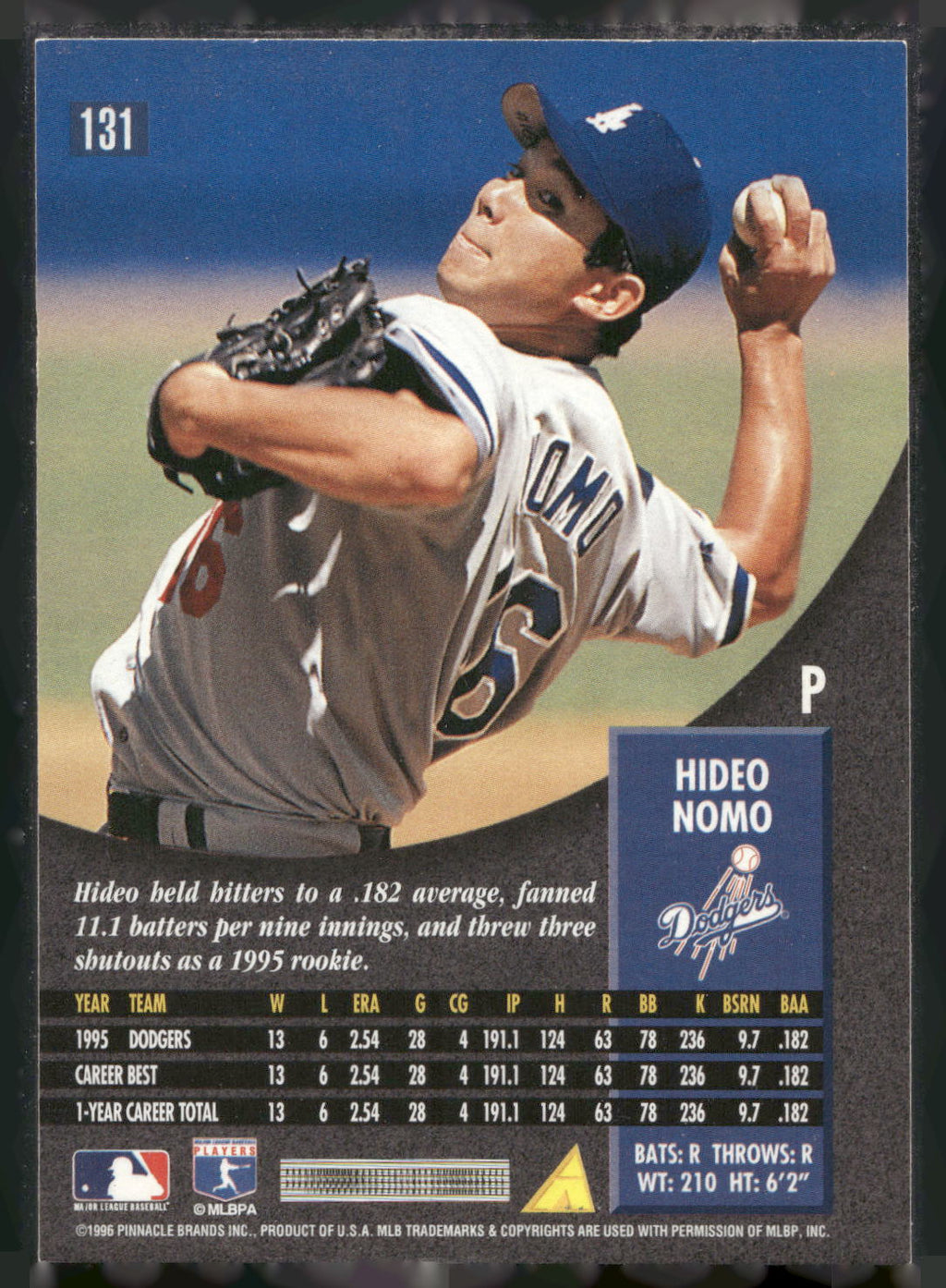 1996 Pinnacle #131 Hideo Nomo