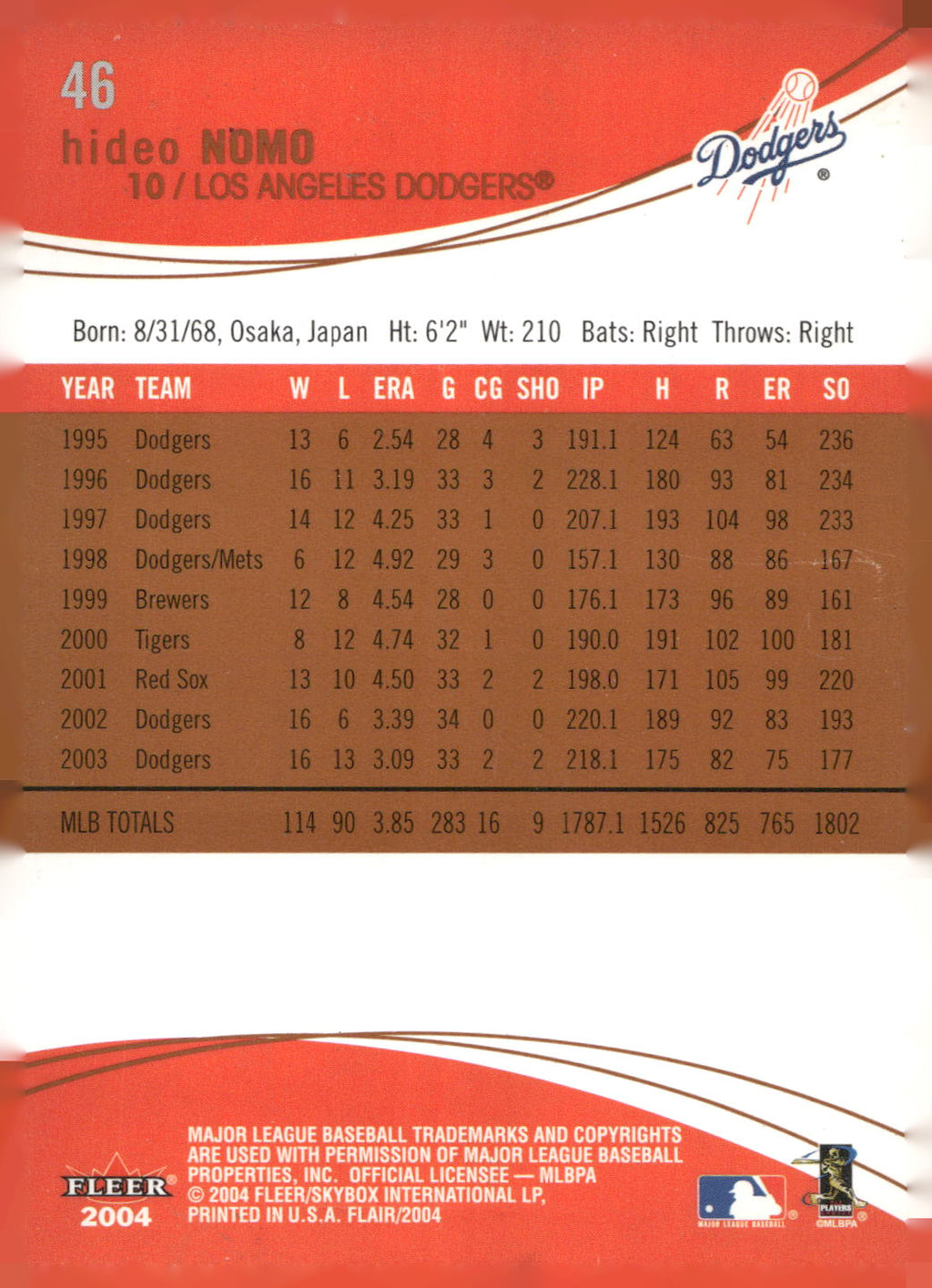 2004 Flair #46 Hideo Nomo