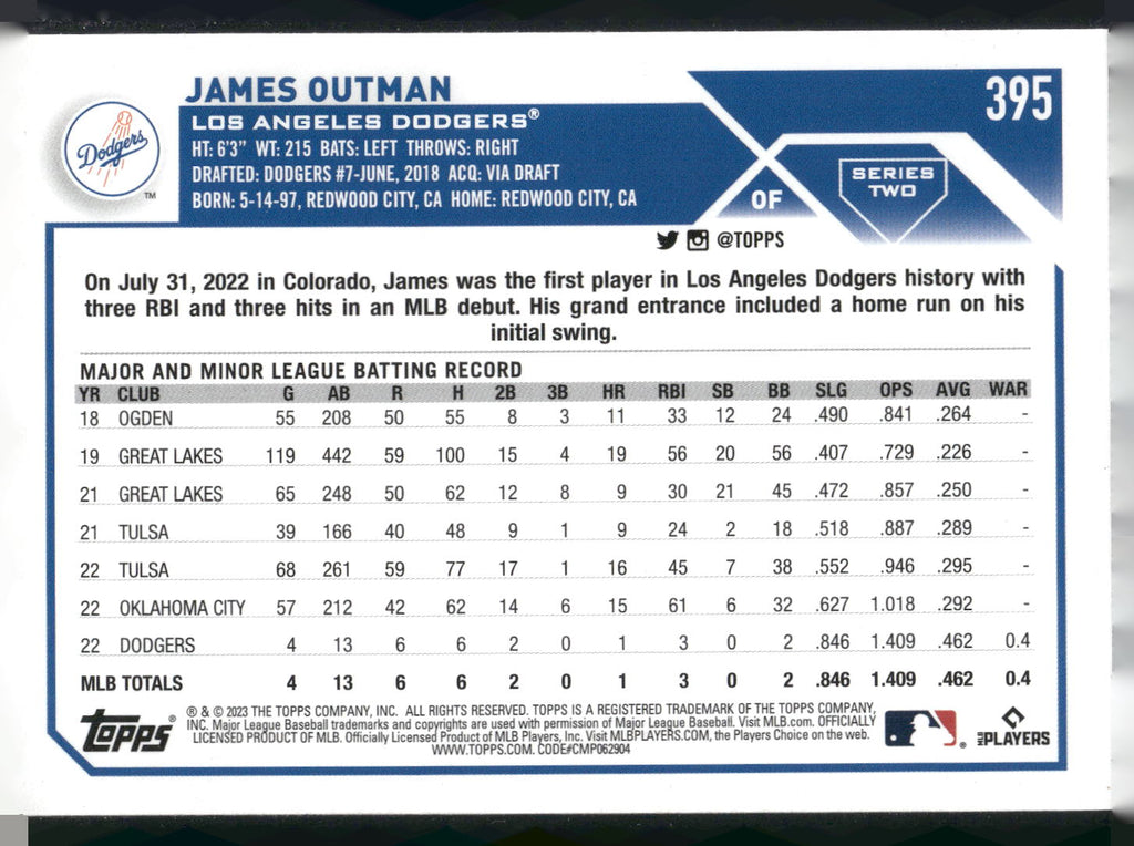 2023 Topps #395 James Outman