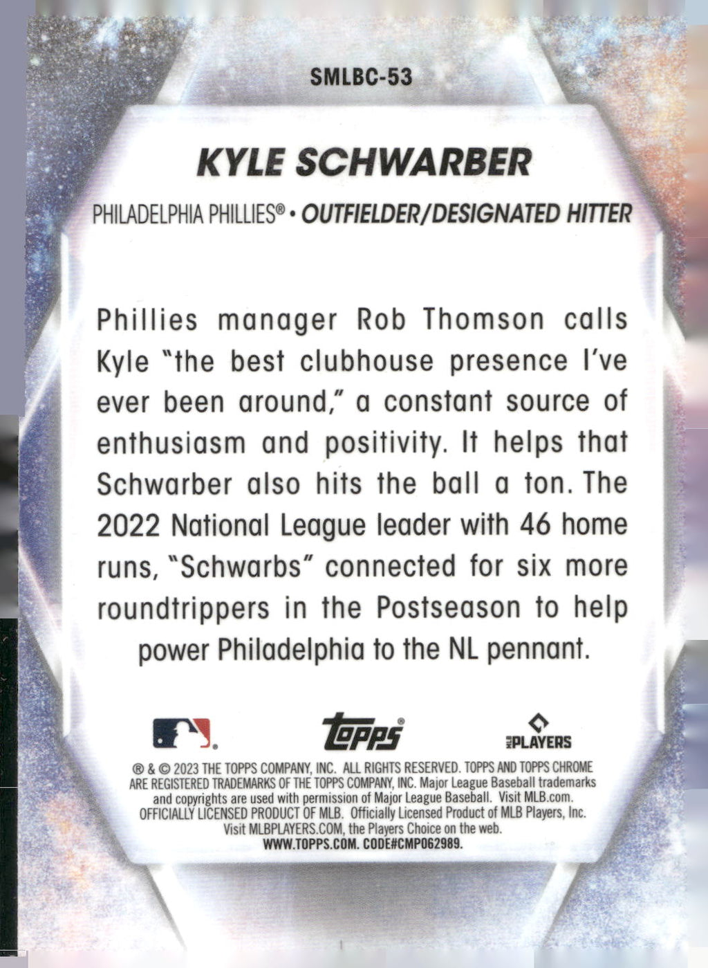 2023 Topps #SMLBC-53 Kyle Schwarber Stars of MLB Chrome