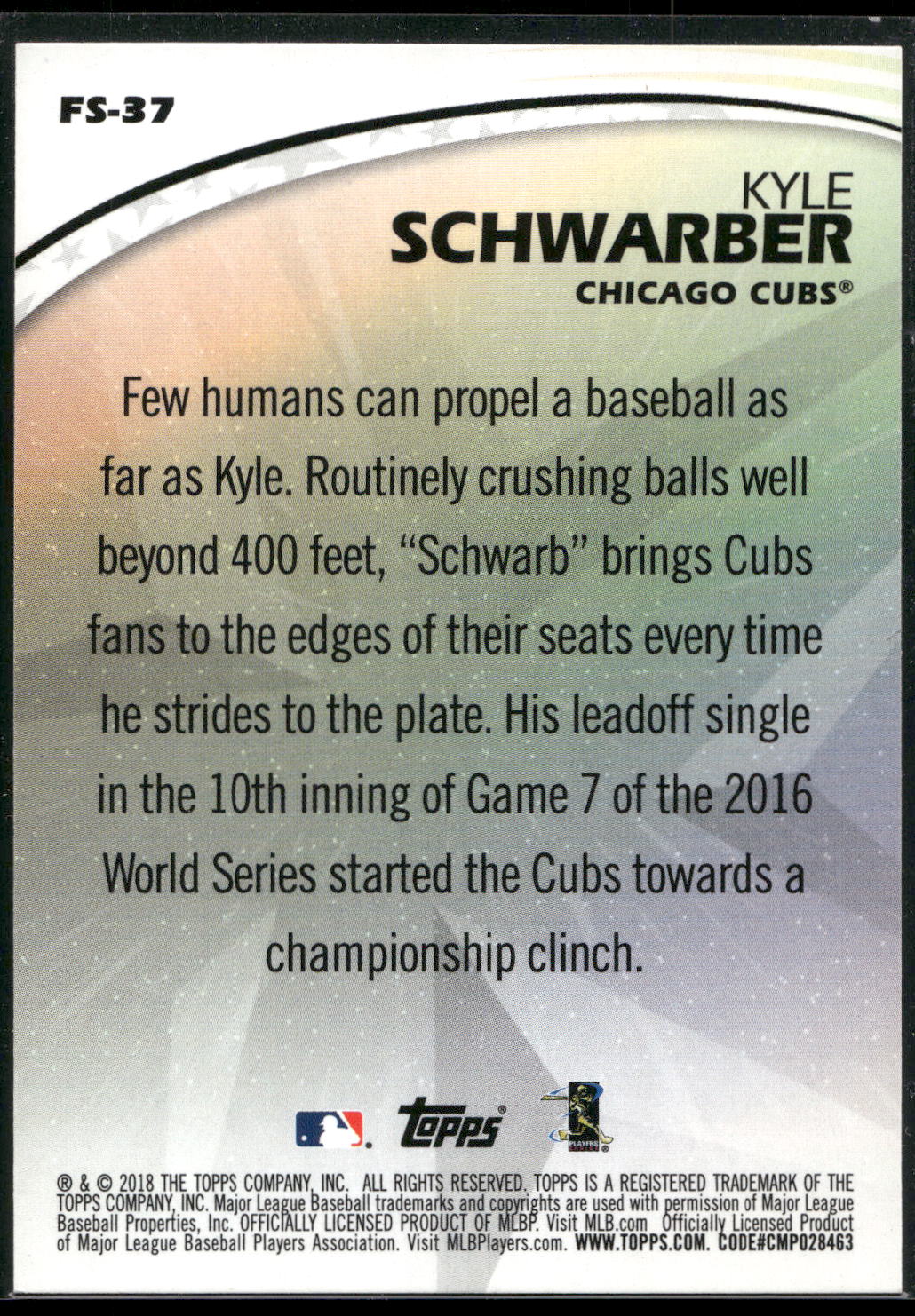 2018 Topps #FS-37 Kyle Schwarber Future Stars