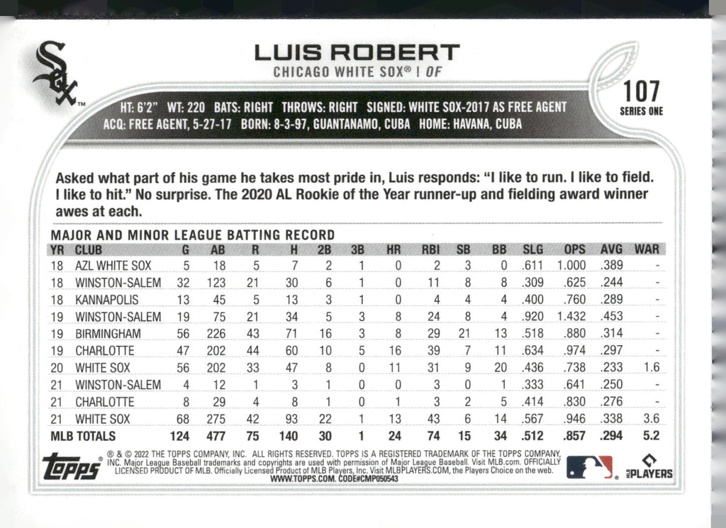 2022 Topps #107 Luis Robert