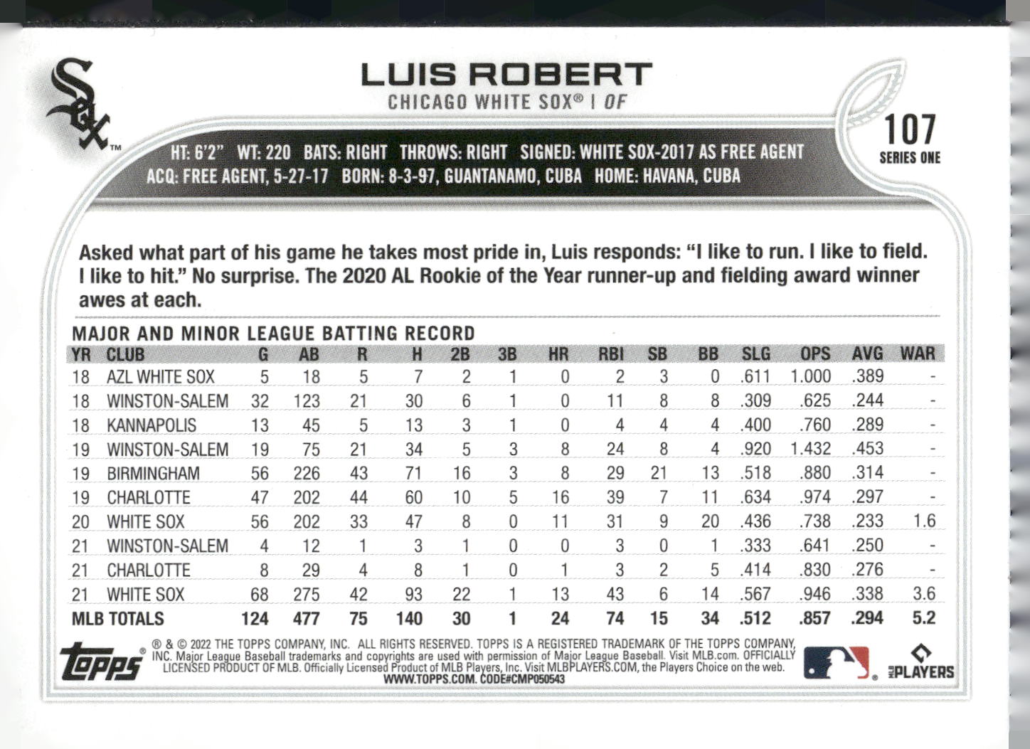 2022 Topps #107 Luis Robert