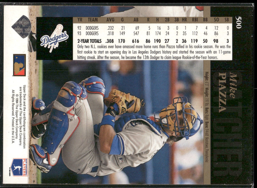 1994 Upper Deck #500 Mike Piazza Electric Diamond