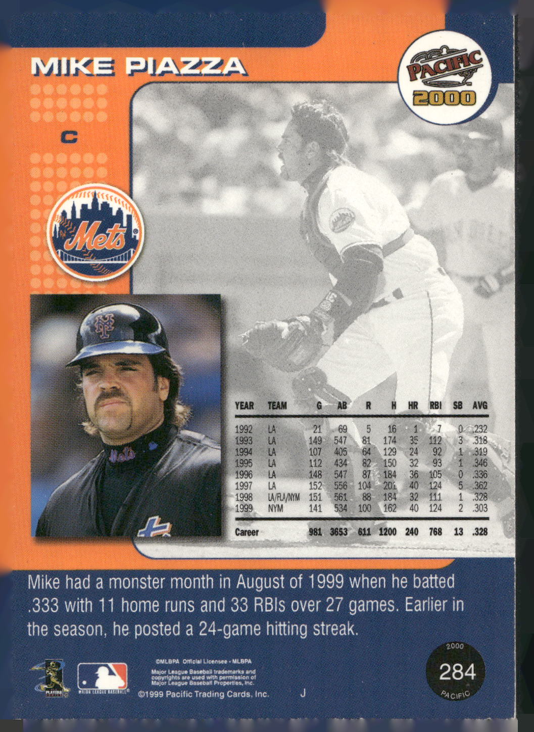 2000 Pacific #284 Mike Piazza