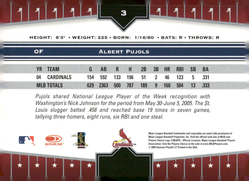 2005 Donruss Champions #3 Albert Pujols
