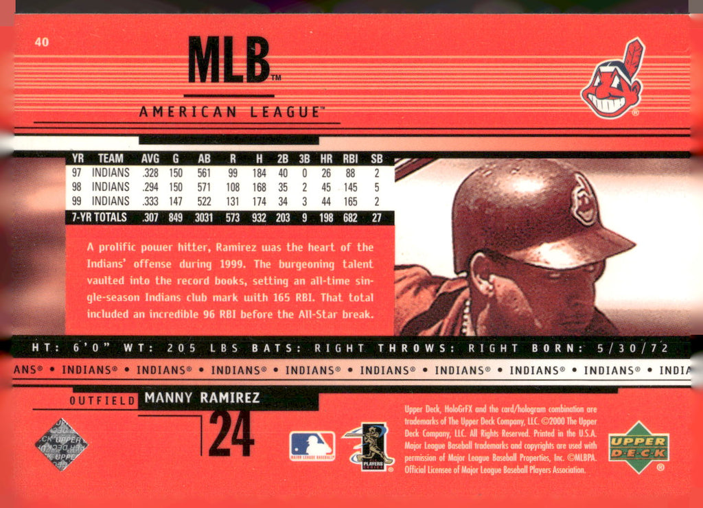 2000 Upper Deck HoloGrFX #40 Manny Ramirez
