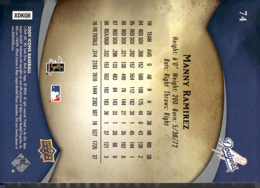 2009 Upper Deck Icons #74 Manny Ramirez