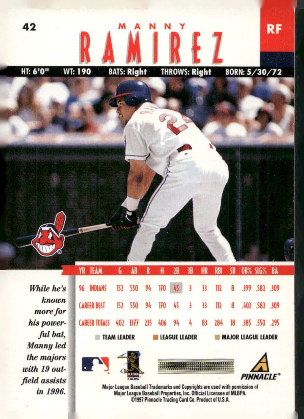 1997 New Pinnacle #42 Manny Ramirez