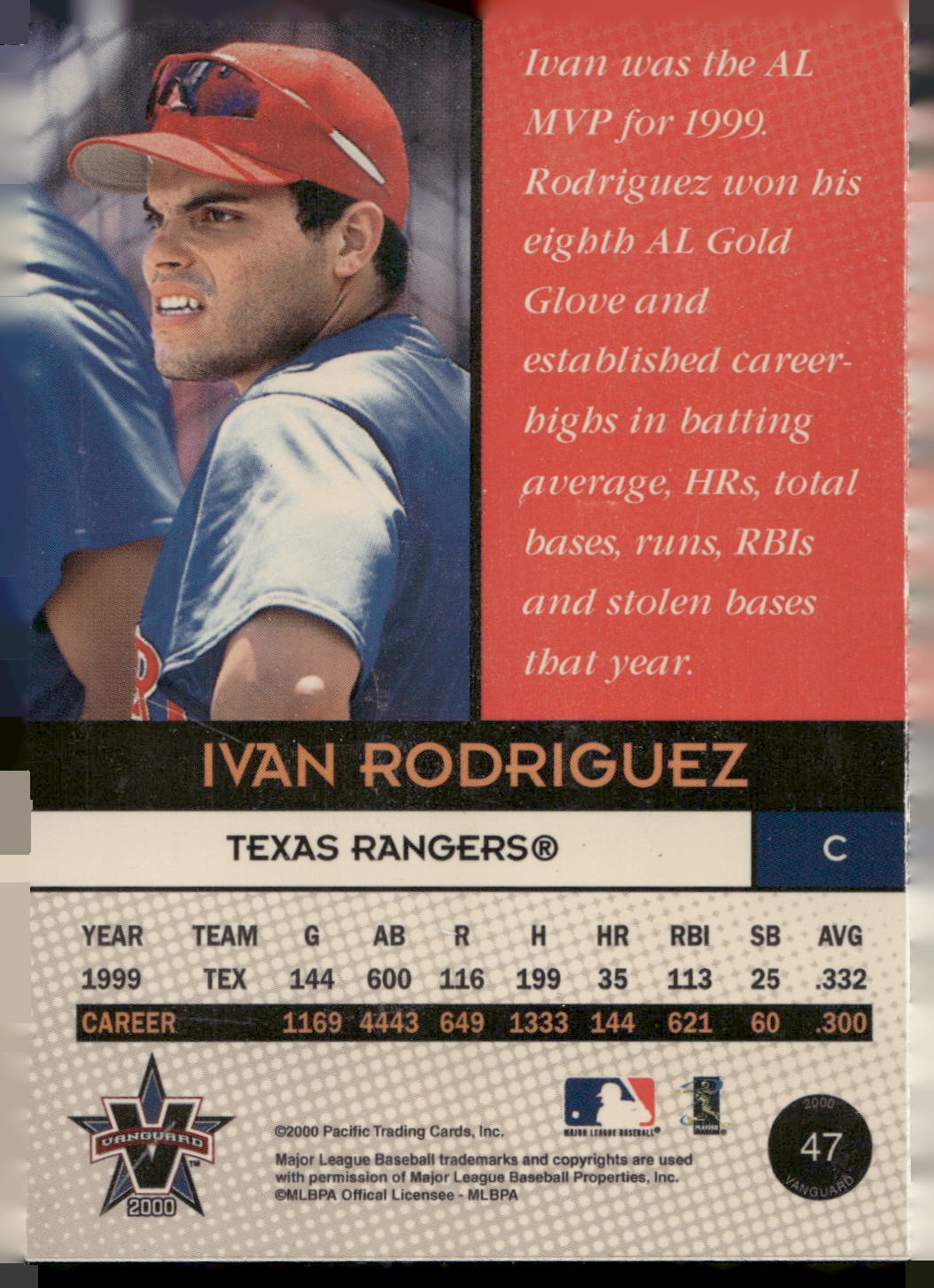 2000 Pacific Vanguard #47 Ivan Rodriguez