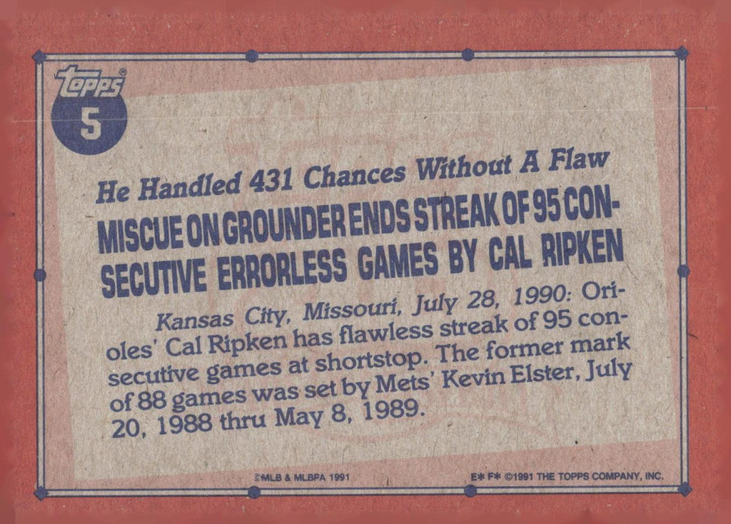 1991 Topps #5 Cal Ripken
