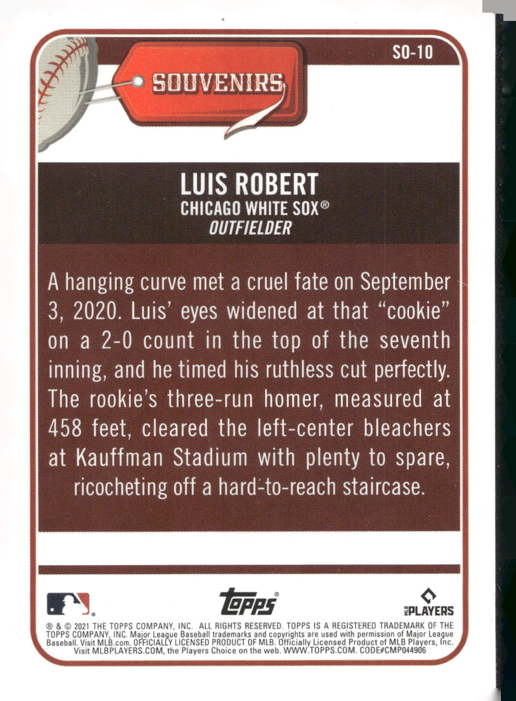2021 Topps Big League #SO-10 Luis Robert Souvenirs