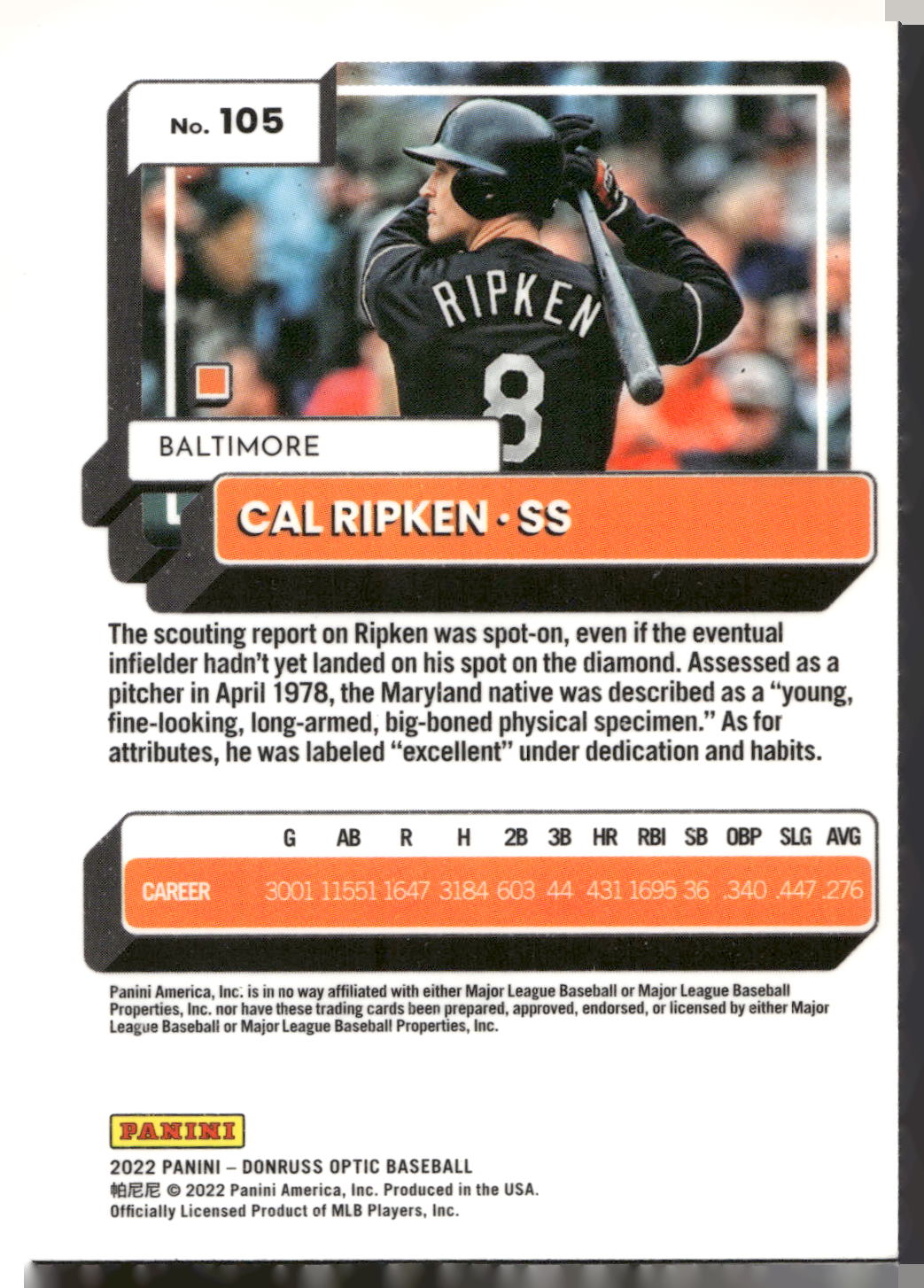 2022 Donruss Optic #105 Cal Ripken