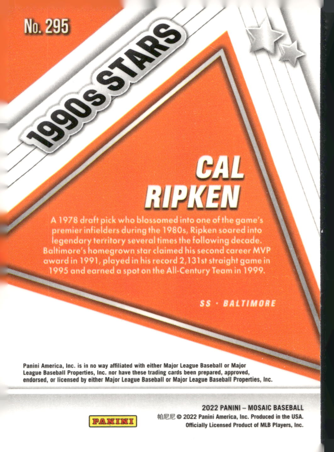 2022 Panini Mosaic #295 Cal Ripken