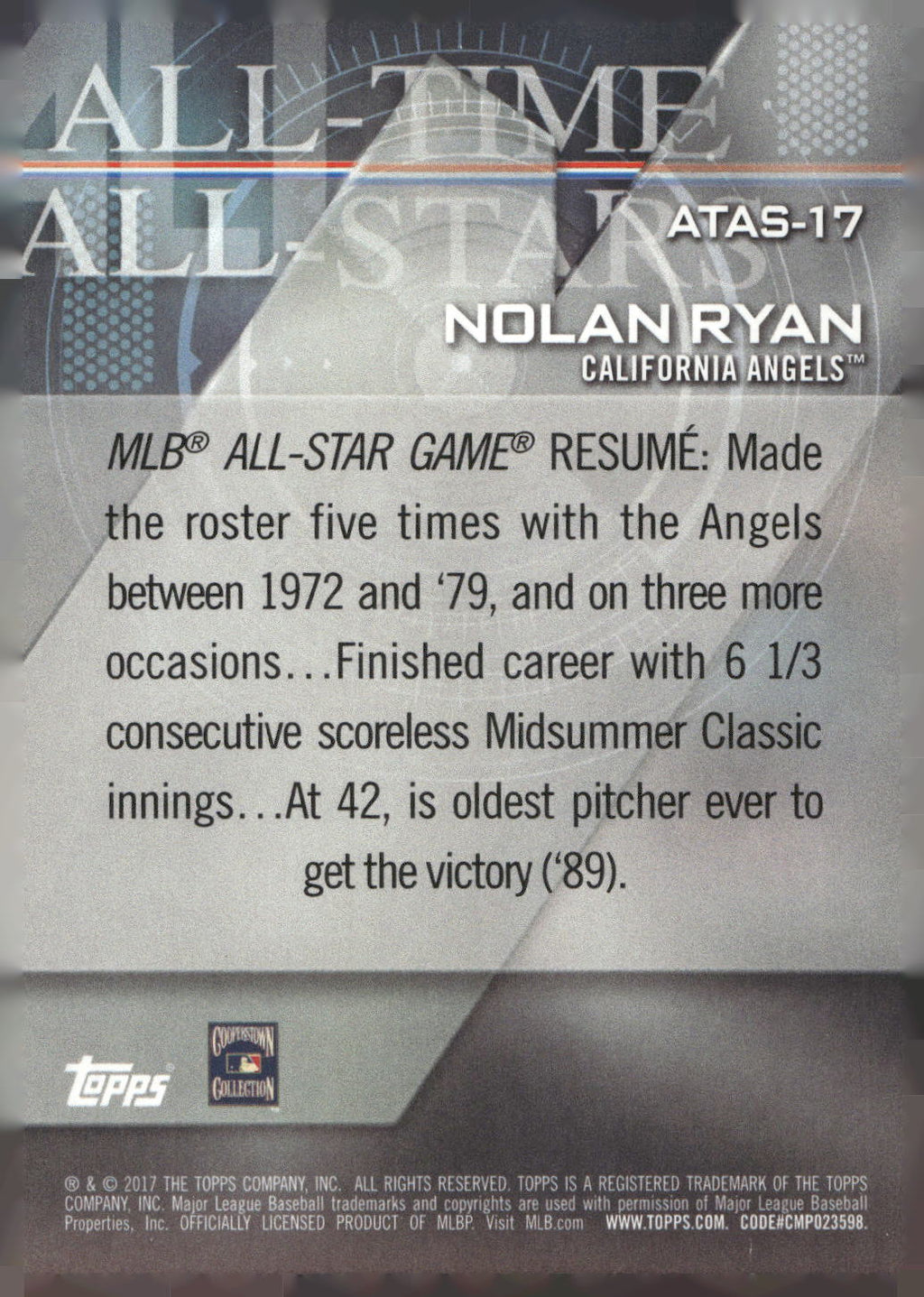 2017 Topps #ATAS-17 Nolan Ryan All-Time All-Stars