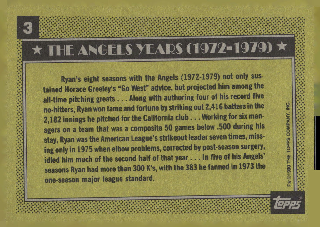 1990 Topps #3 Nolan Ryan
