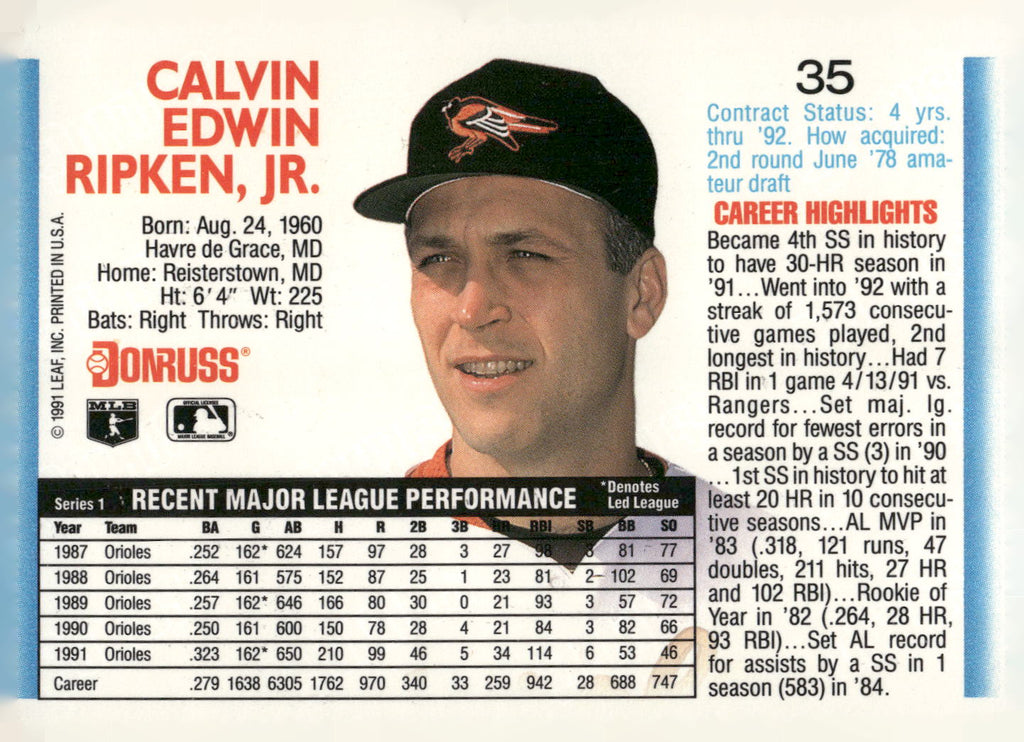 1992 Donruss #35 Cal Ripken