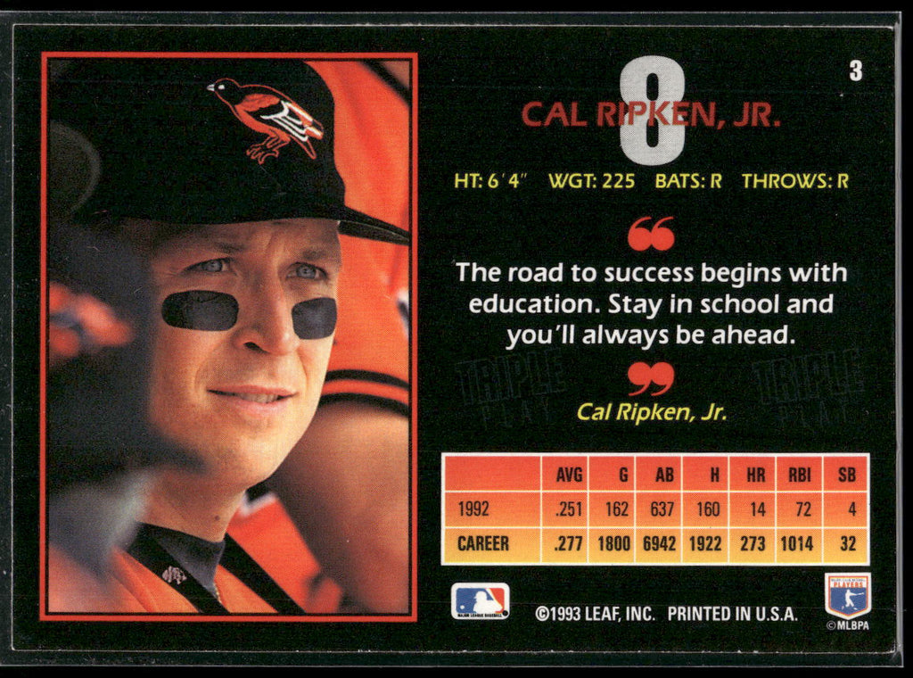 1993 Triple Play #3 Cal Ripken, Jr.