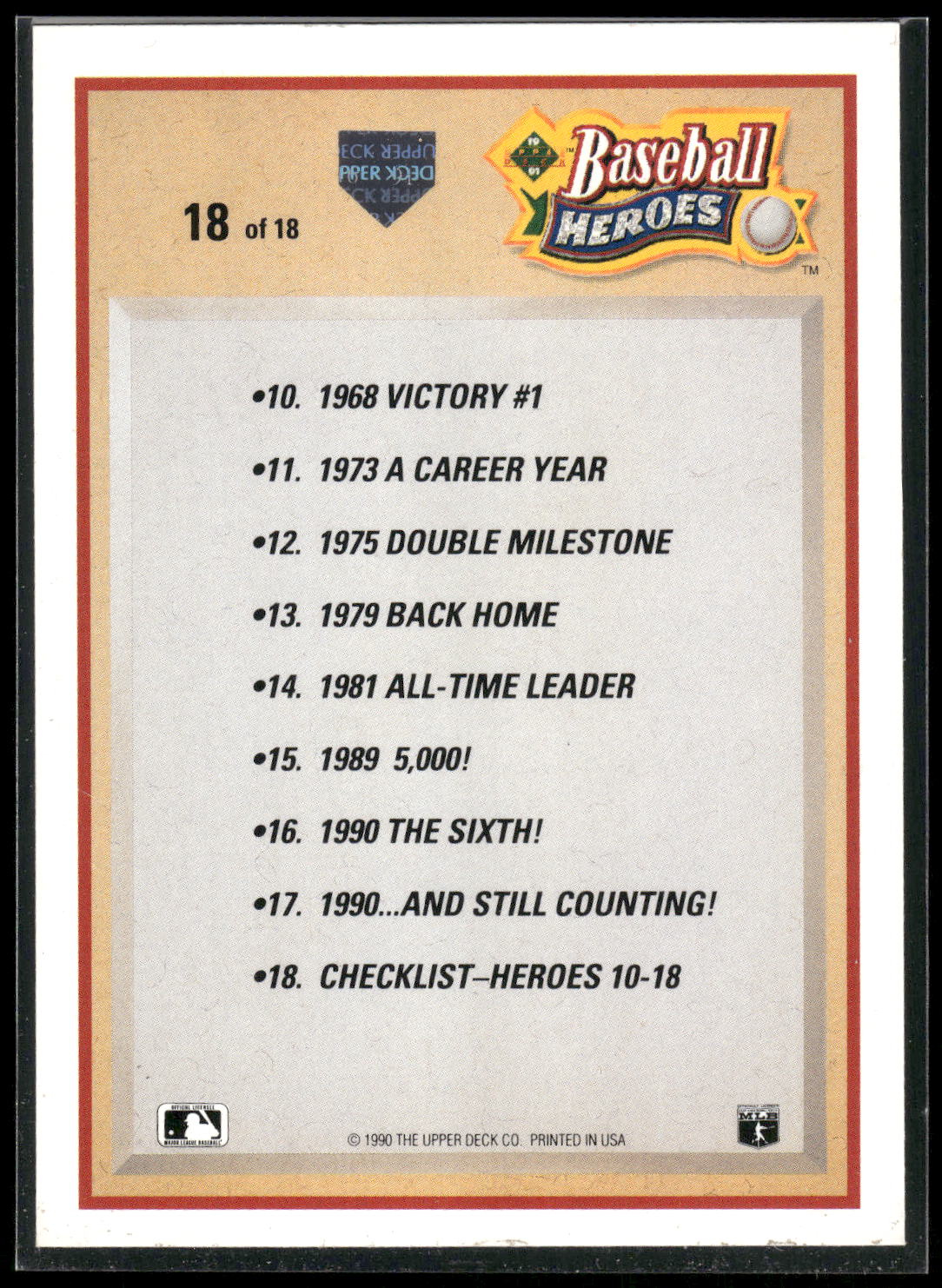 1991 Upper Deck #18 Nolan Ryan Baseball Heroes: Nolan Ryan