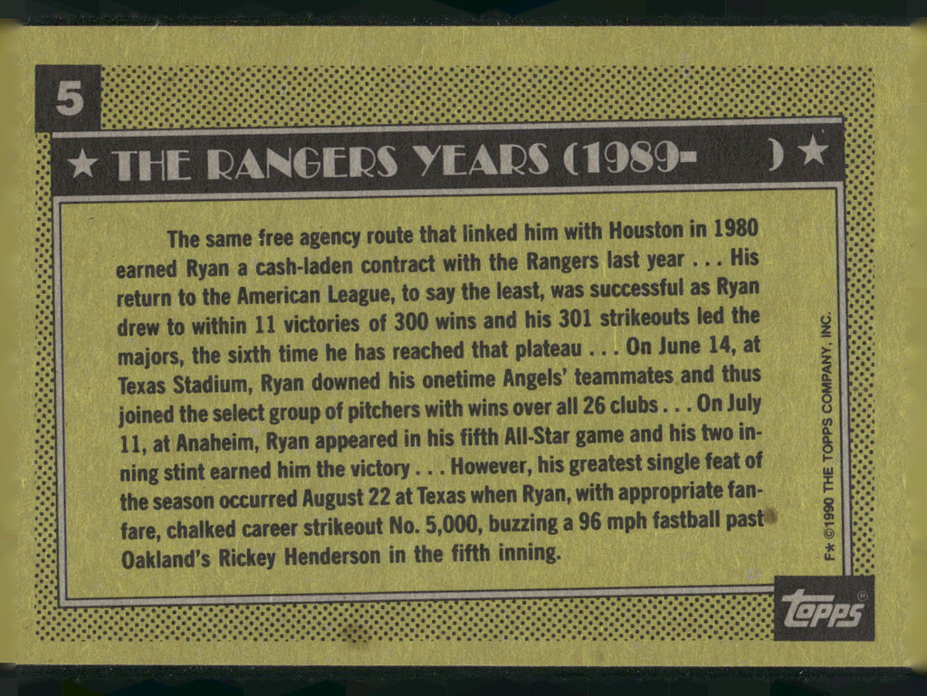 1990 Topps #5 Nolan Ryan