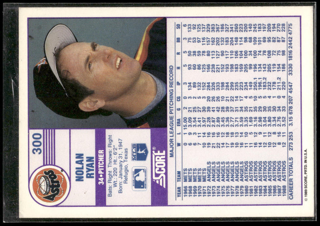 1989 Score #300 Nolan Ryan