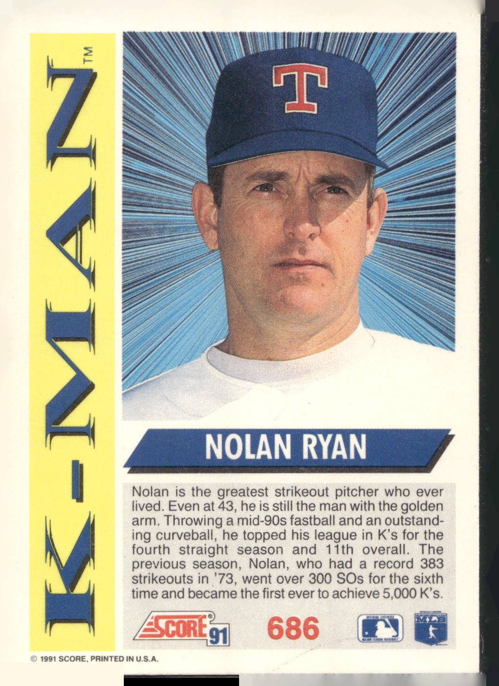 1991 Score #686 Nolan Ryan