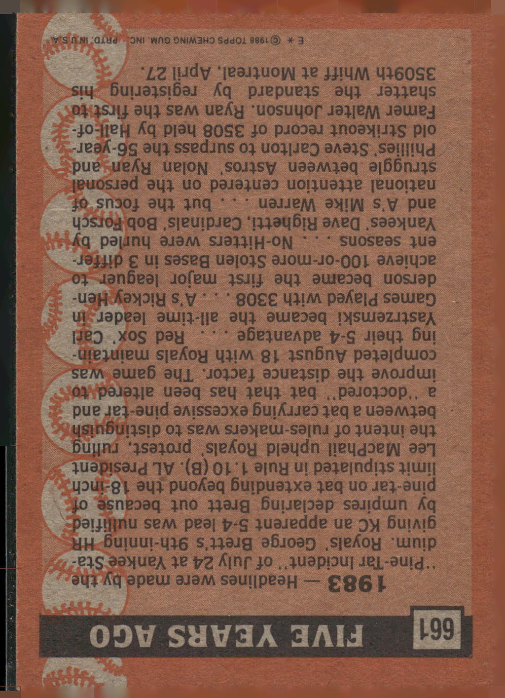 1988 Topps #661 Nolan Ryan