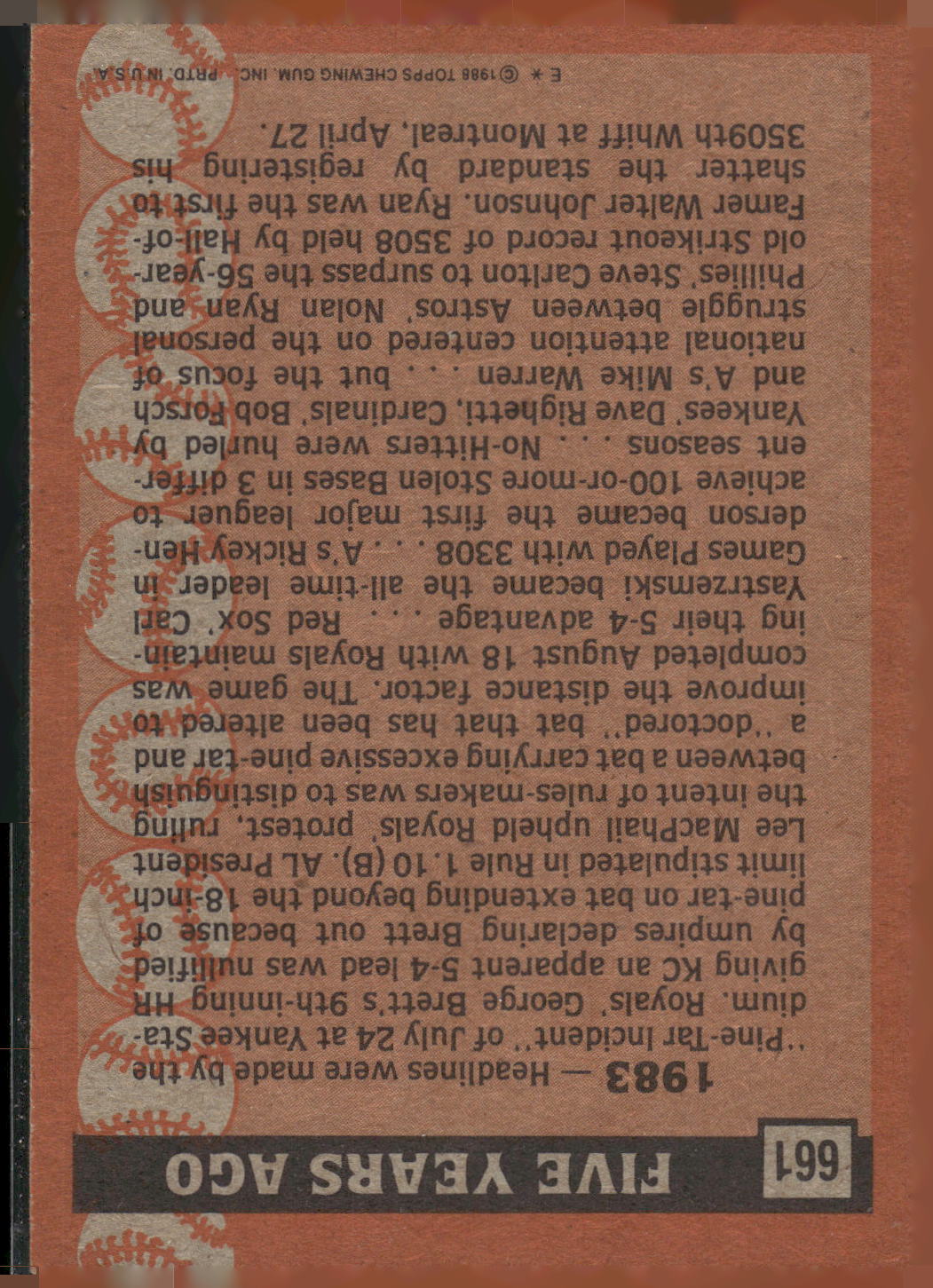 1988 Topps #661 Nolan Ryan